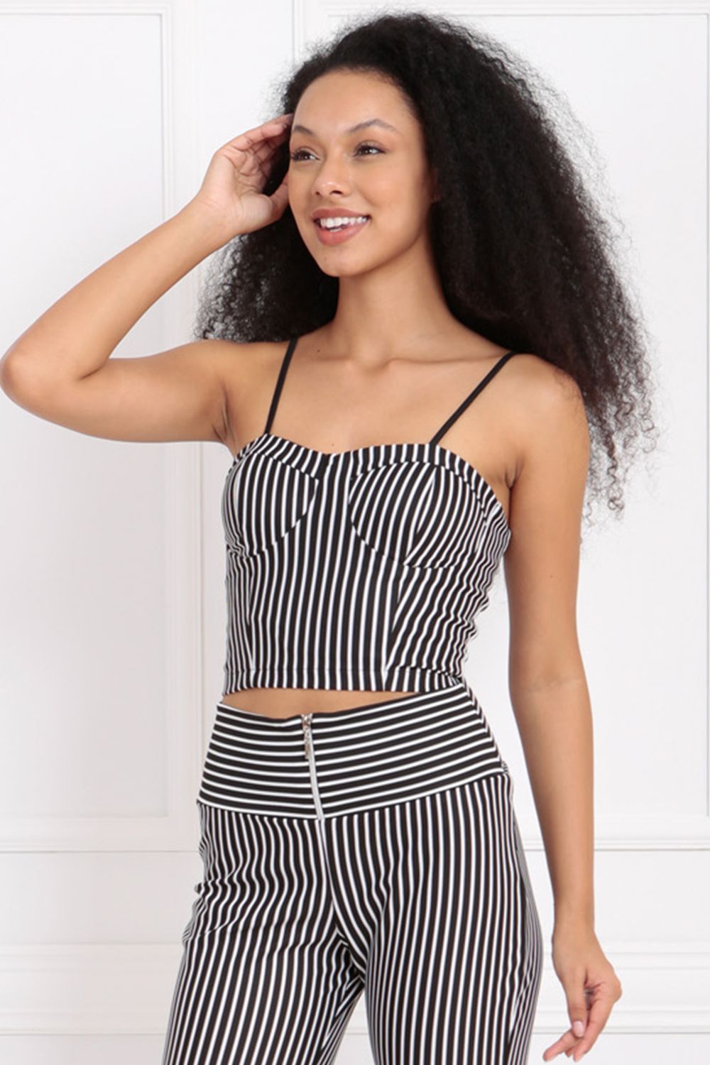 SNS Sense Black and White Back Zippered Strappy Ottoman Bustier - Everett