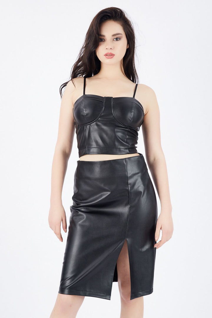 SNS Sense Black Leather Pencil Skirt - Nova Kakhovka