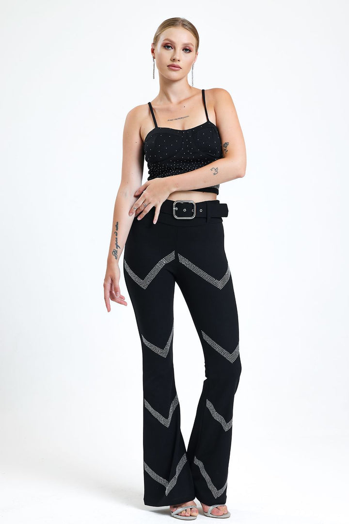 SNS Sense Black Sergeant Rank Stone Detailed Formal Trousers - Apache Junction