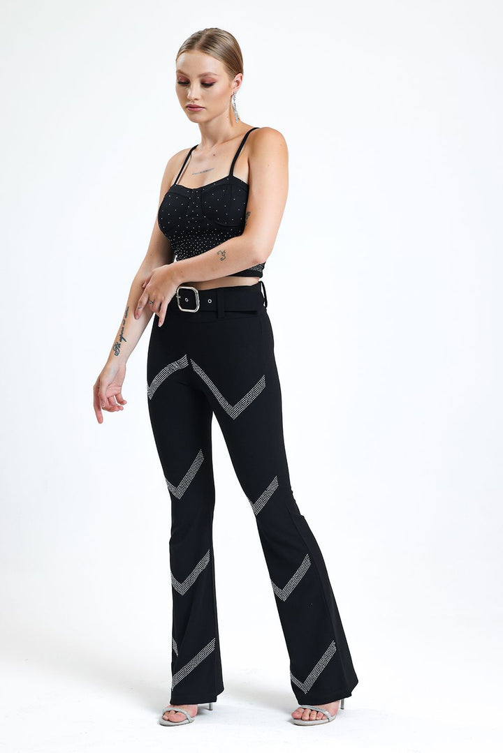 SNS Sense Black Sergeant Rank Stone Detailed Formal Trousers - Apache Junction