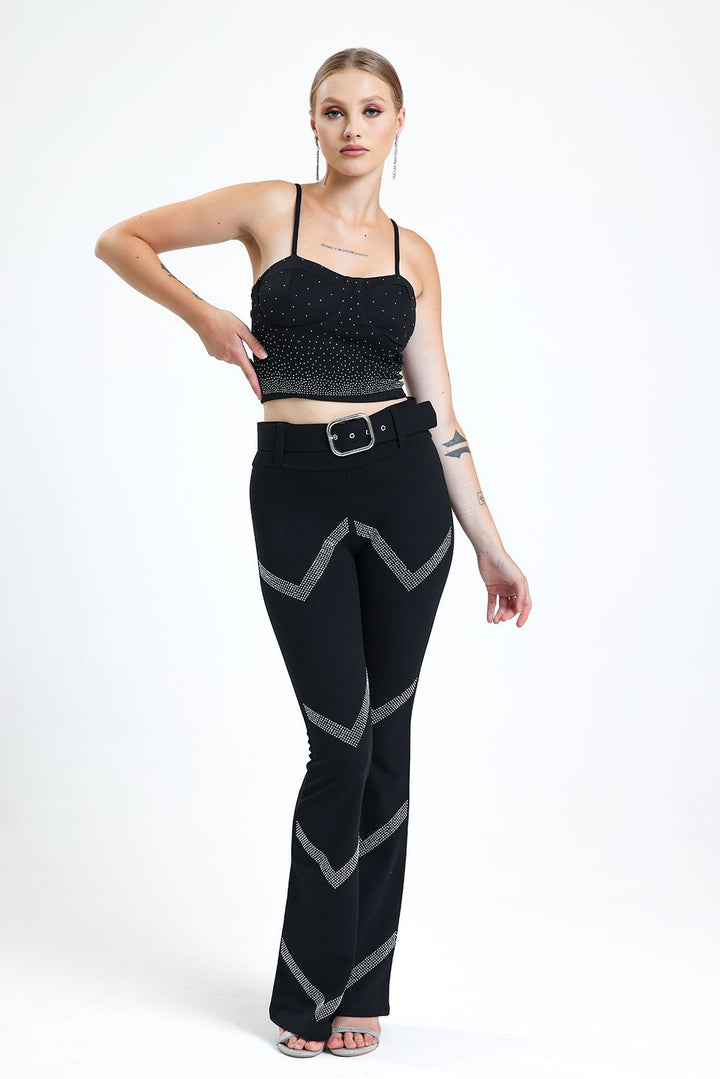 SNS Sense Black Sergeant Rank Stone Detailed Formal Trousers - Apache Junction