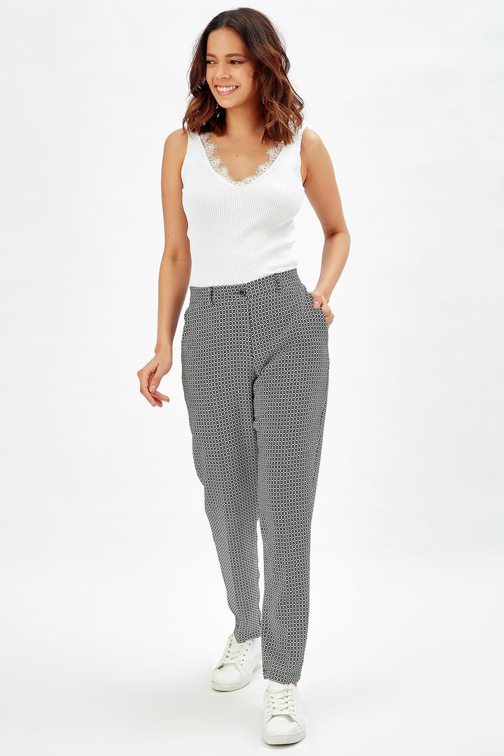 SNS Sense Black Side Pocket Zippered Checkered Pants PNT-31950 - Râmnicu Vâlcea