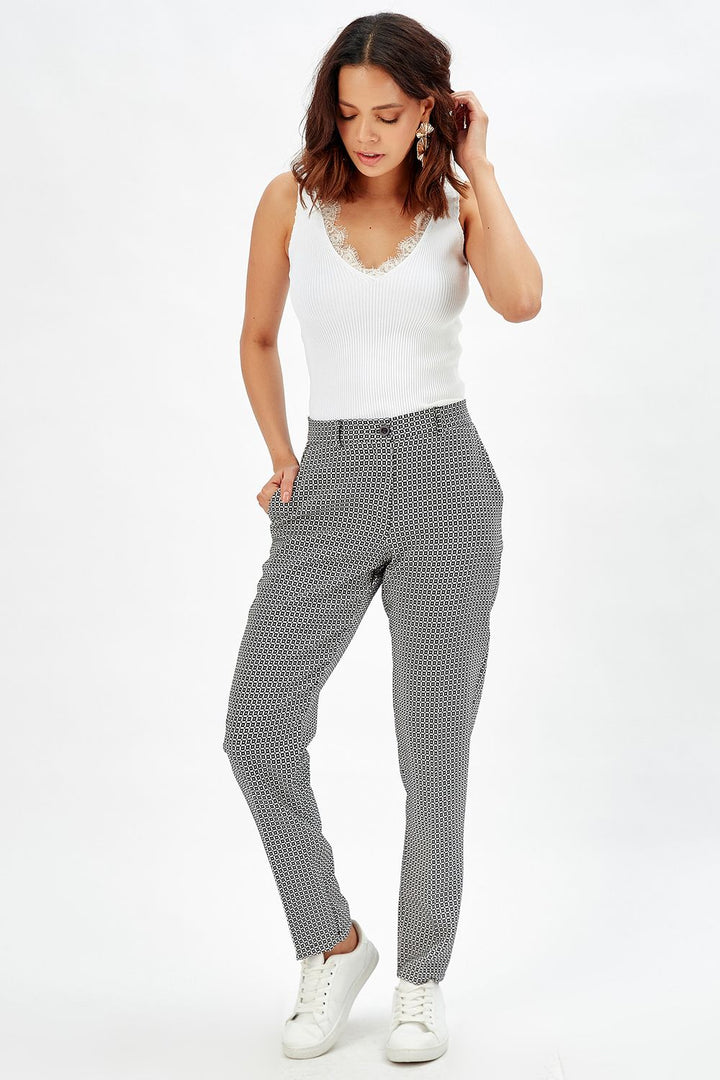 SNS Sense Black Side Pocket Zippered Checkered Pants PNT-31950 - Râmnicu Vâlcea