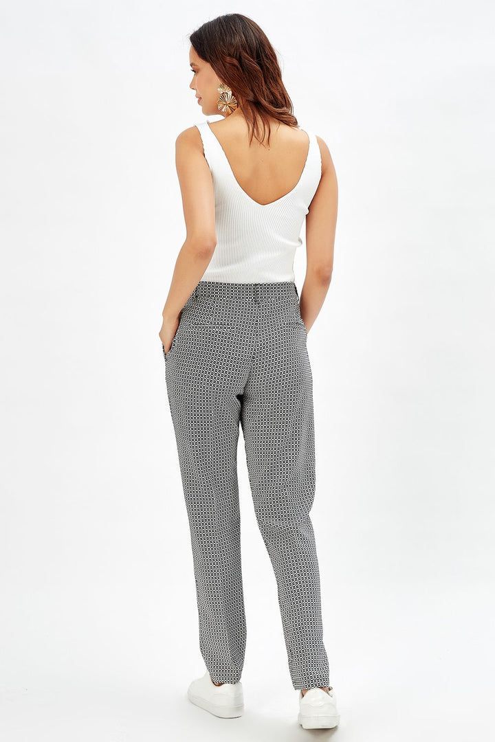 SNS Sense Black Side Pocket Zippered Checkered Pants PNT-31950 - Râmnicu Vâlcea