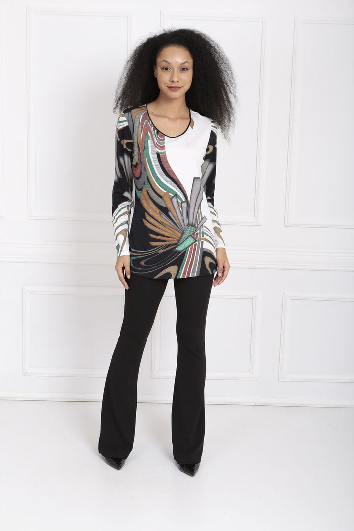 SNS Sense Black Ecru Bader Bow Detailed Short Sleeve Panel Stone Embellished Shirt - Puerto Real