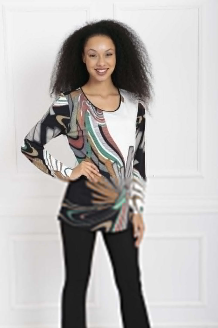 SNS Sense Black Ecru Bader Bow Detailed Short Sleeve Panel Stone Embellished Shirt - Puerto Real