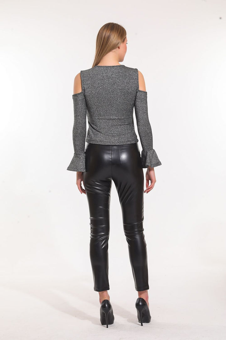 SNS Sense Black Zipper Detailed Leather Leggings PNT33316 - Paignton