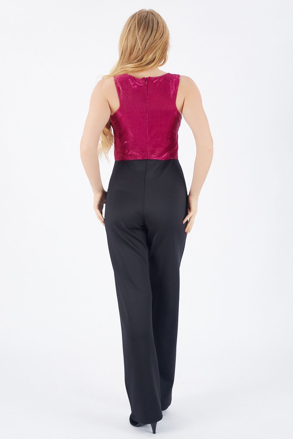 SNS Sense Black-Fuchsia Bright Fabric Jumpsuit - Antibes