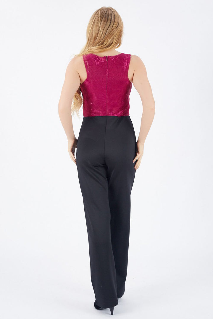 SNS Sense Black-Fuchsia Bright Fabric Jumpsuit - Antibes