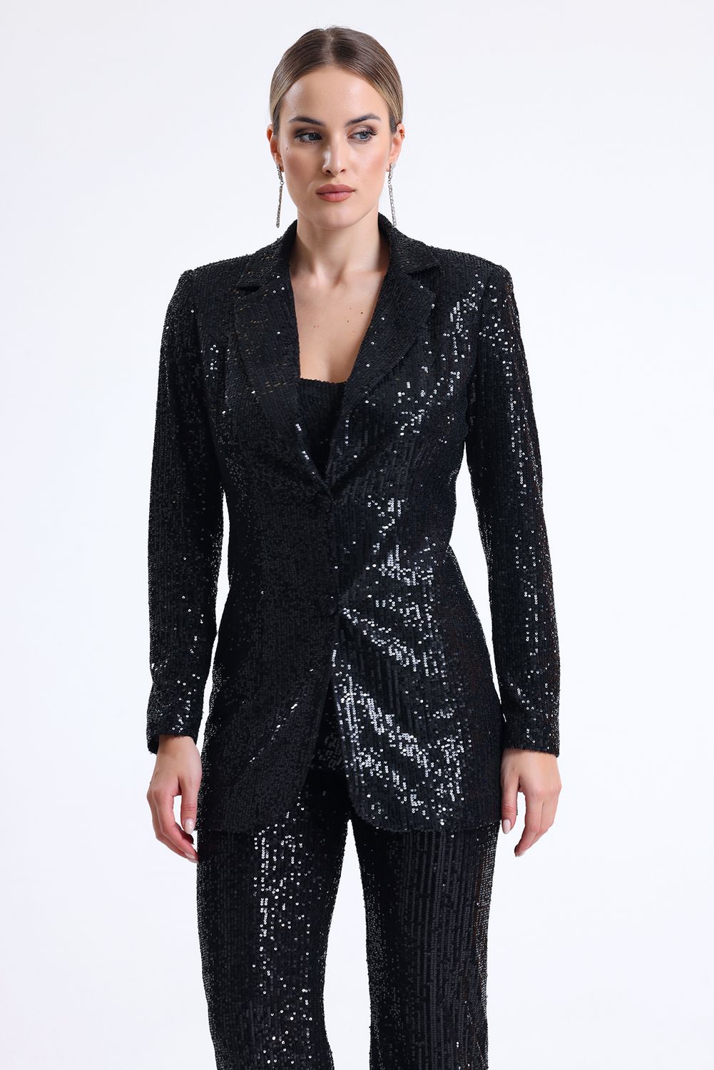SNS Black Sequin Lined Blazer - Lancaster
