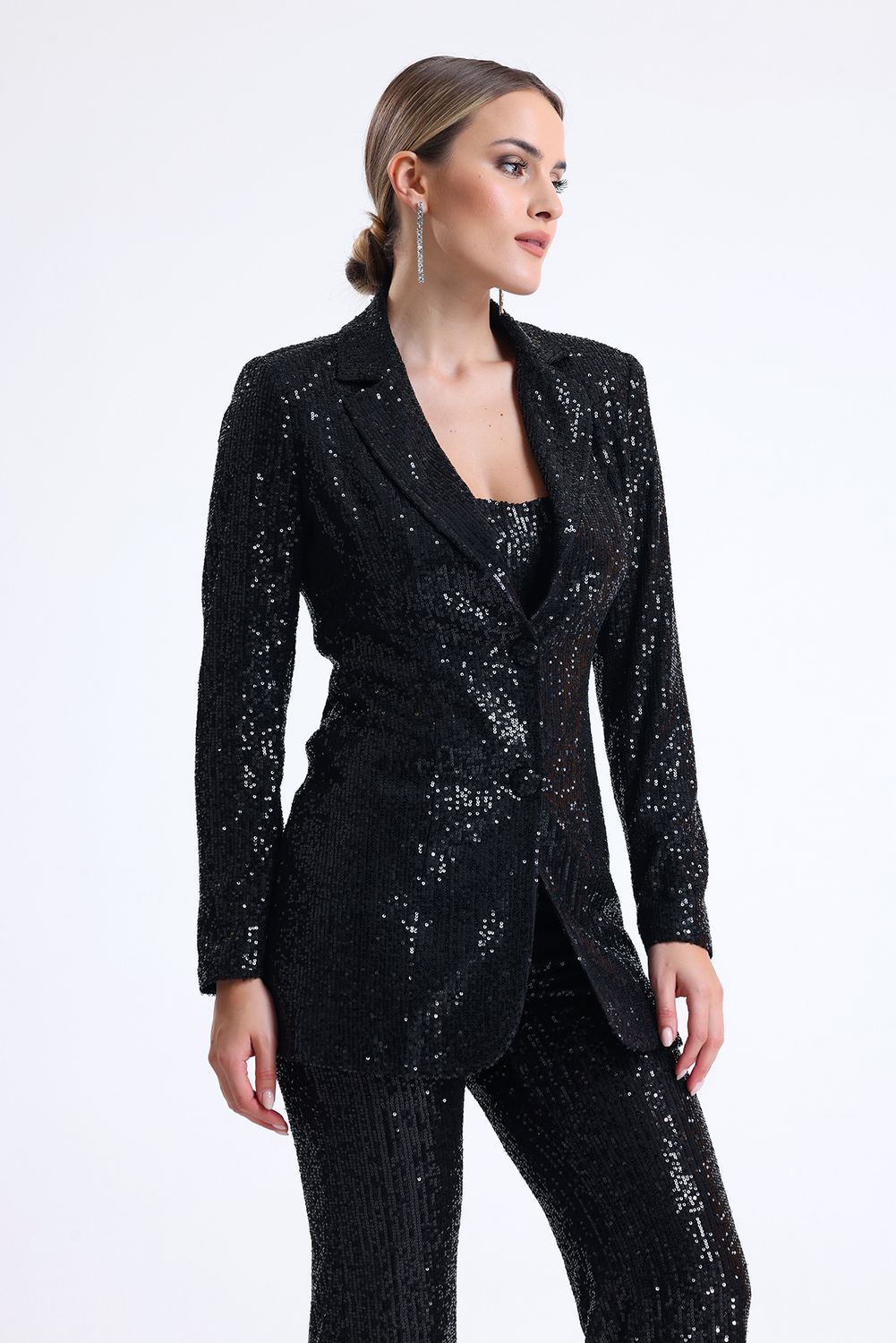 SNS Black Sequin Lined Blazer - Lancaster