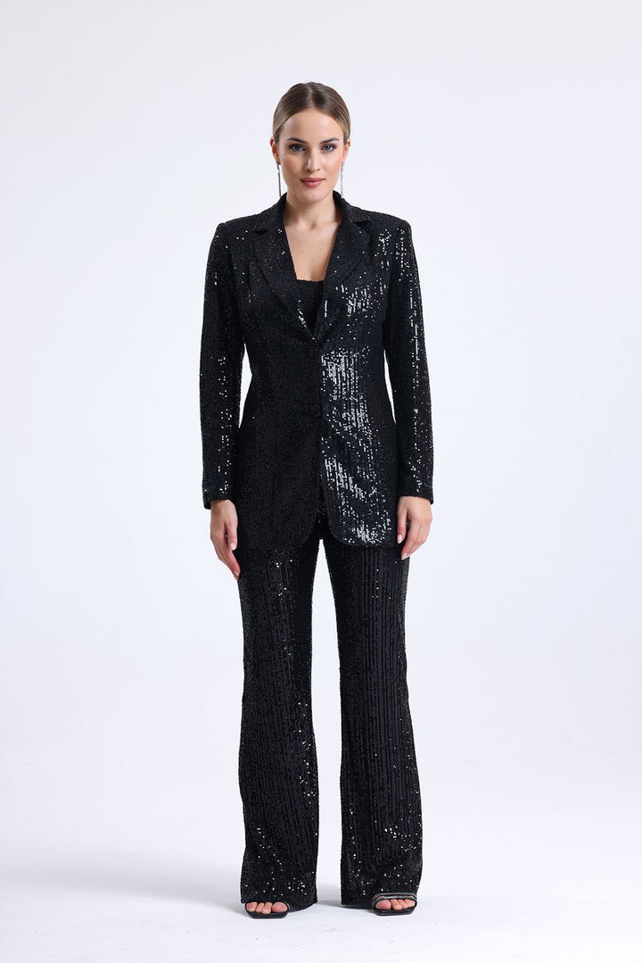 SNS Black Sequin Lined Blazer - Lancaster