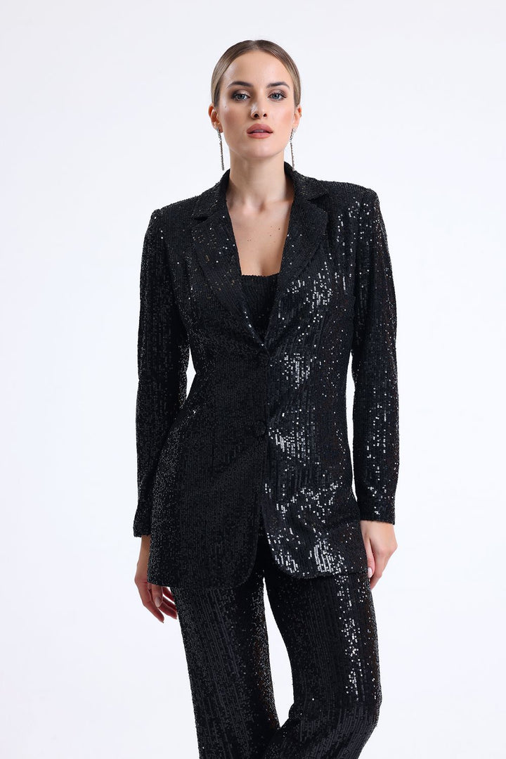 SNS Black Sequin Lined Blazer - Lancaster