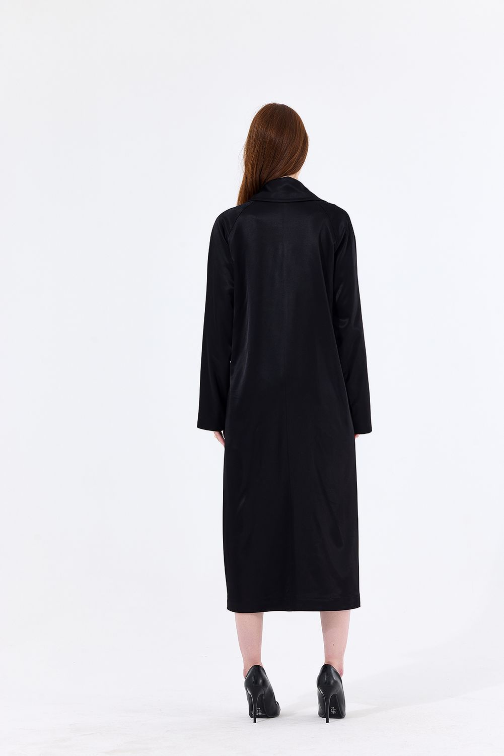 SNS Sense Black Lined Satin Trench Coat - Cascais
