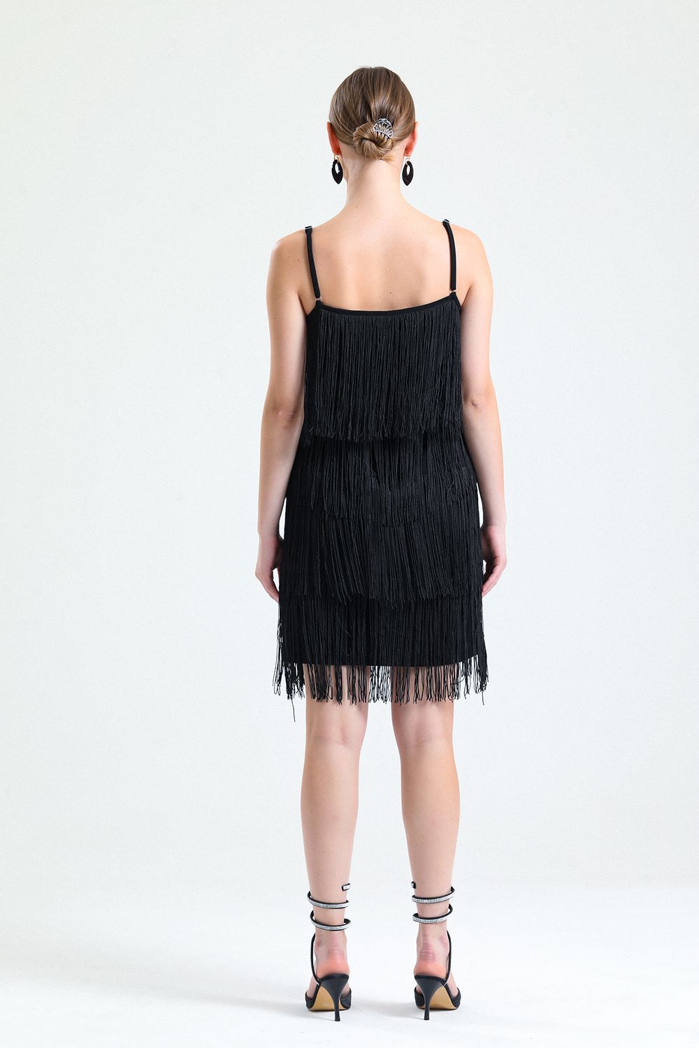 SNS Sense Black Stringed Abaya Scuba Crepe Mini Dress - Agrigento