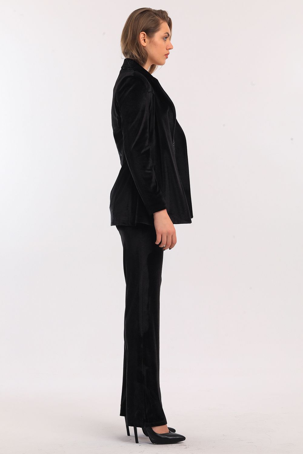 SNS Sense Black Velvet Jacket Trousers Suit - Hollister