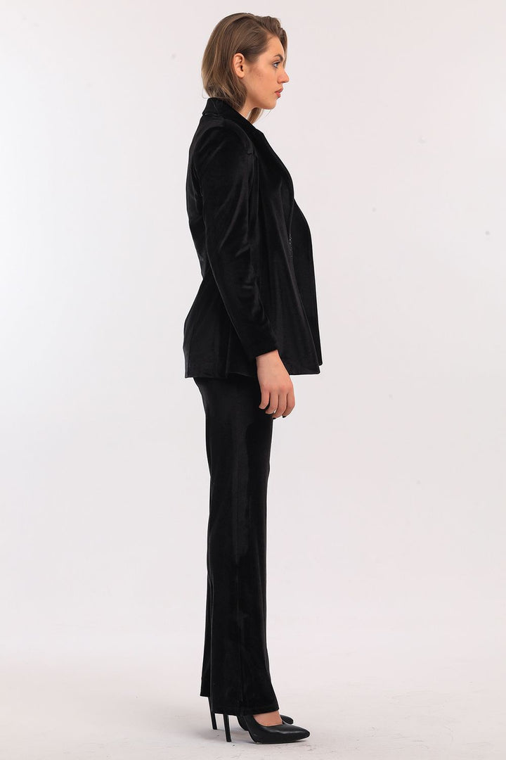 SNS Sense Black Velvet Jacket Trousers Suit - Hollister
