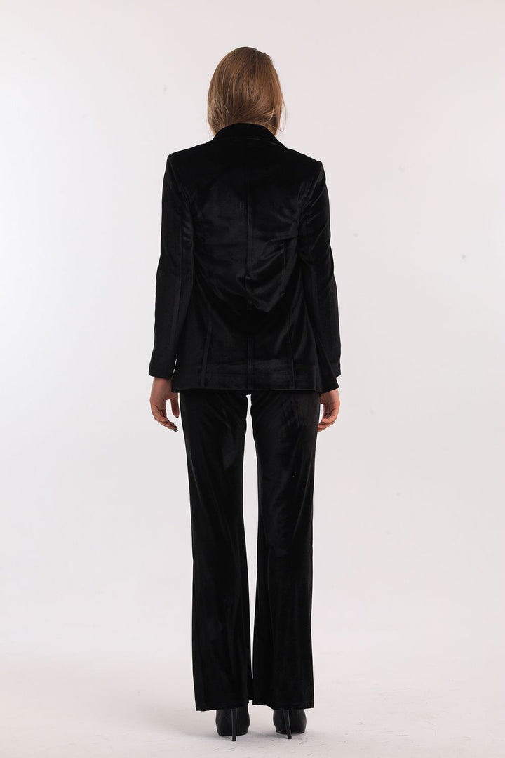 SNS Sense Black Velvet Jacket Trousers Suit - Hollister