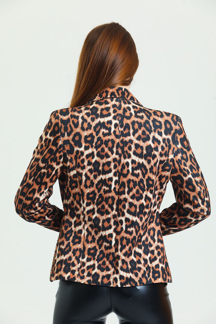 SNS Sense Black Coffee Leopard Print Jacket - Concord