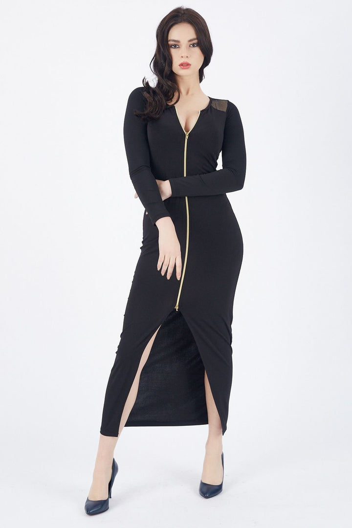 SNS Black Shoulders and Back Mesh Candy Dress with Sense Garnish - Eastleigh