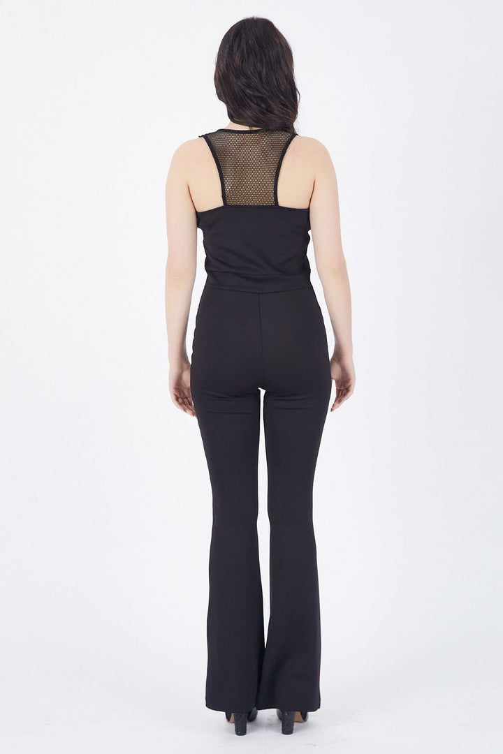 SNS Sense Black Front Zippered Jumpsuit with Mesh Back Detail - Viladecáns