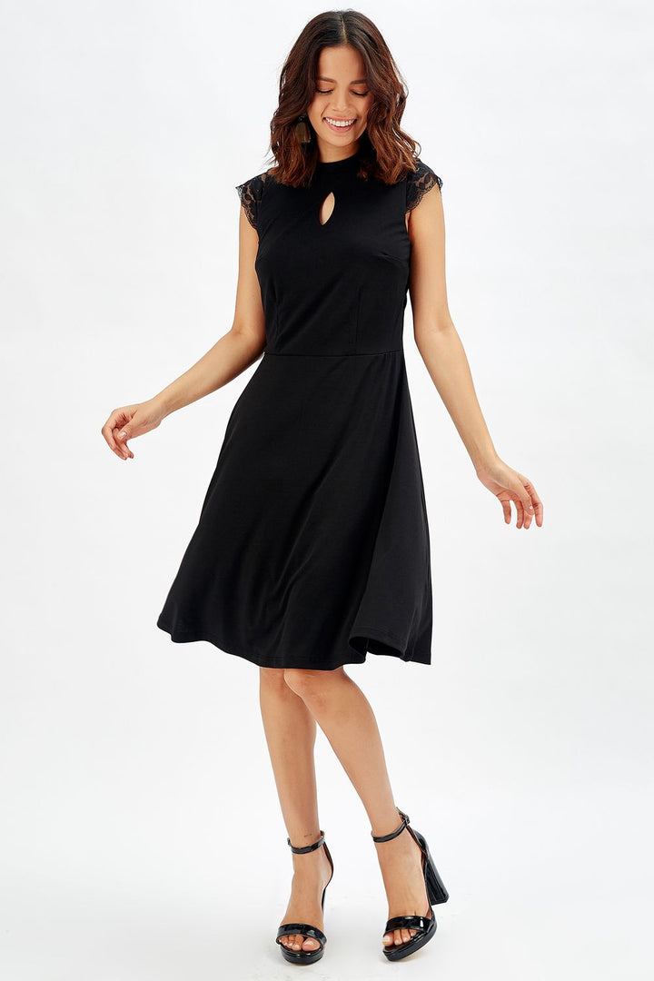 SNS Sense Black Window Detailed Evening Dress - Tuscaloosa