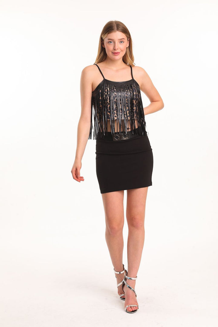 SNS Black Year Sense Metal Buckle Detailed Scuba Crepe Mini Skirt - Wattrelos