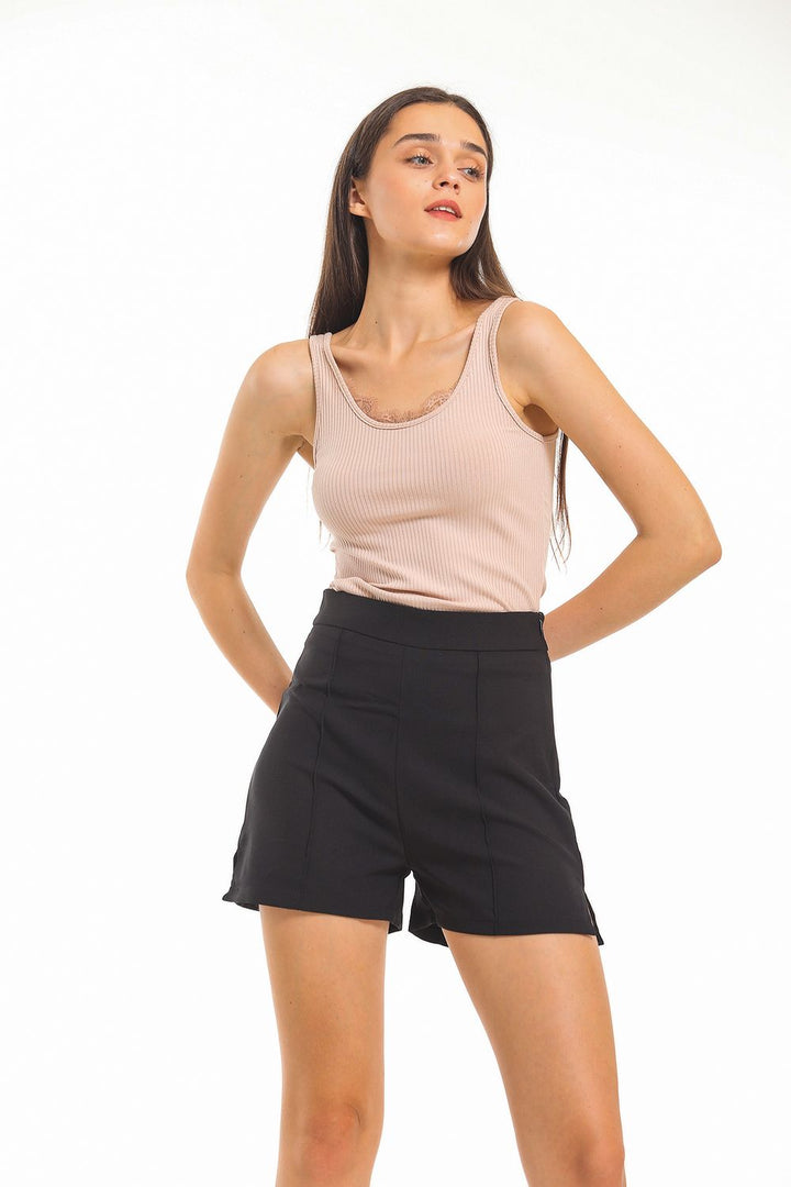 SNS Sense Black Hurrem Fabric Pocket Detailed Shorts - Murcia