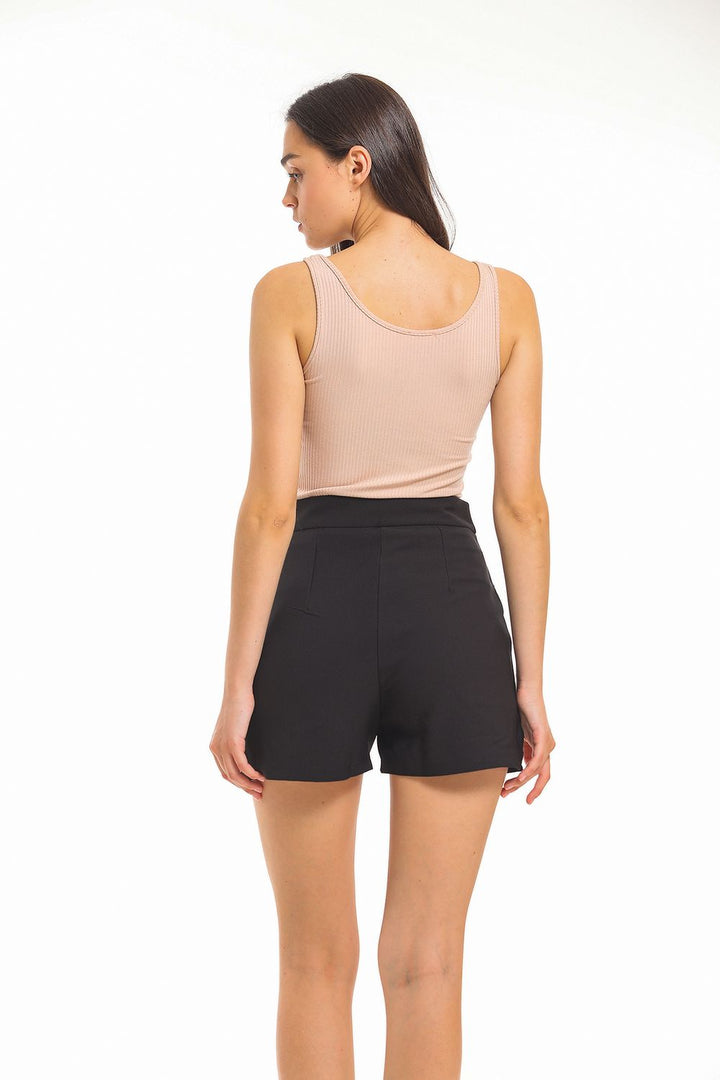 SNS Sense Black Hurrem Fabric Pocket Detailed Shorts - Murcia