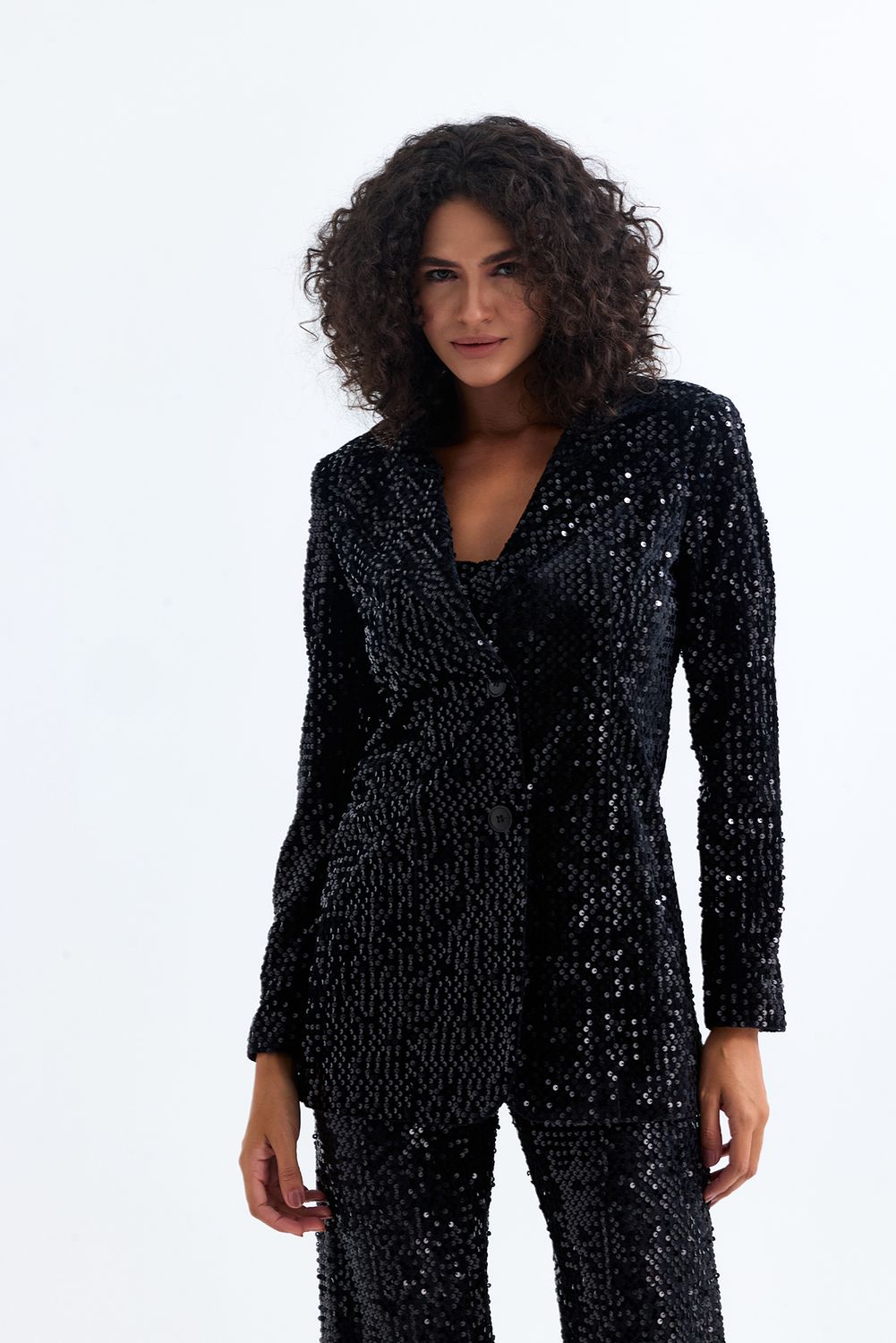 SNS Sense Black Black Lined Sequined Evening Jacket Ckt35369 - Germantown