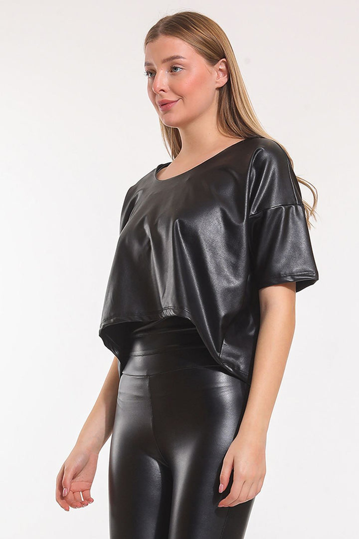SNS Sense Black Leather Blouse with Shoelace - Ciudad Valles
