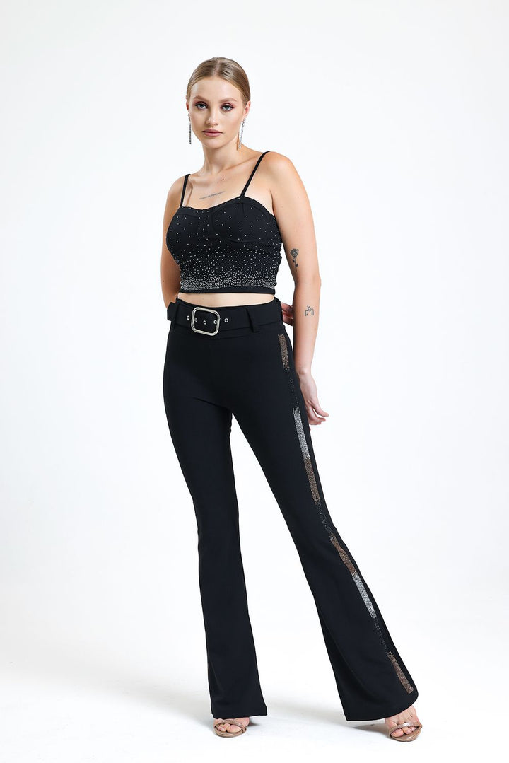SNS Sense Black Stone Detailed Evening Trousers - Anderlecht