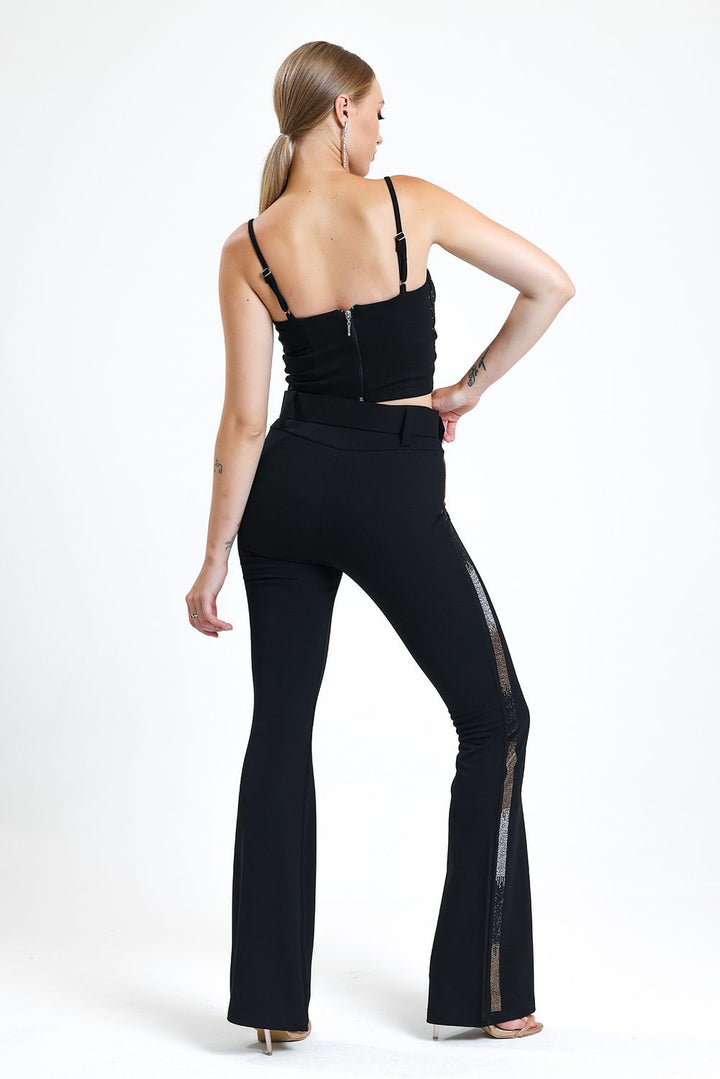 SNS Sense Black Stone Detailed Evening Trousers - Anderlecht