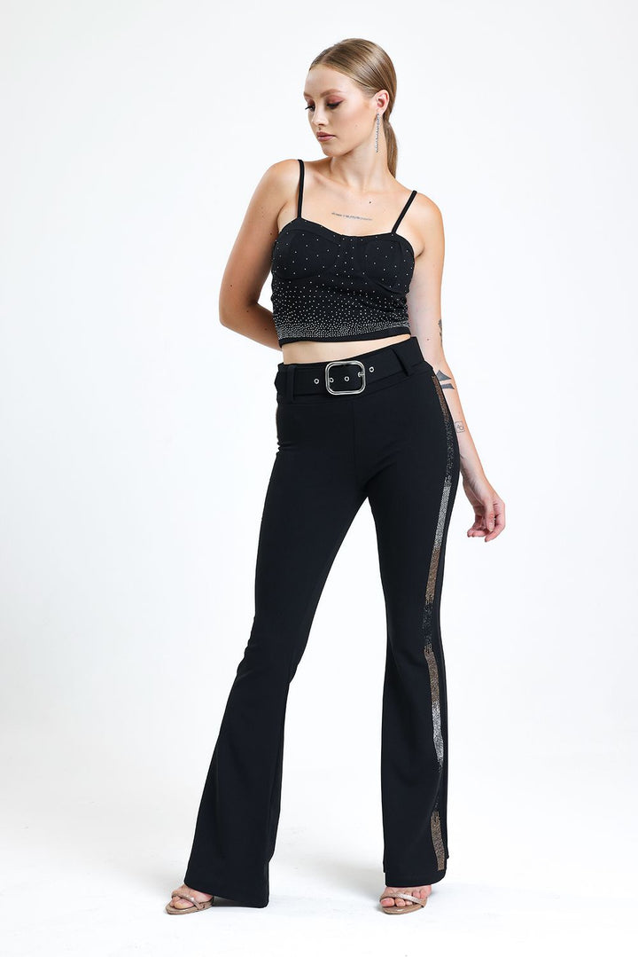 SNS Sense Black Stone Detailed Evening Trousers - Anderlecht