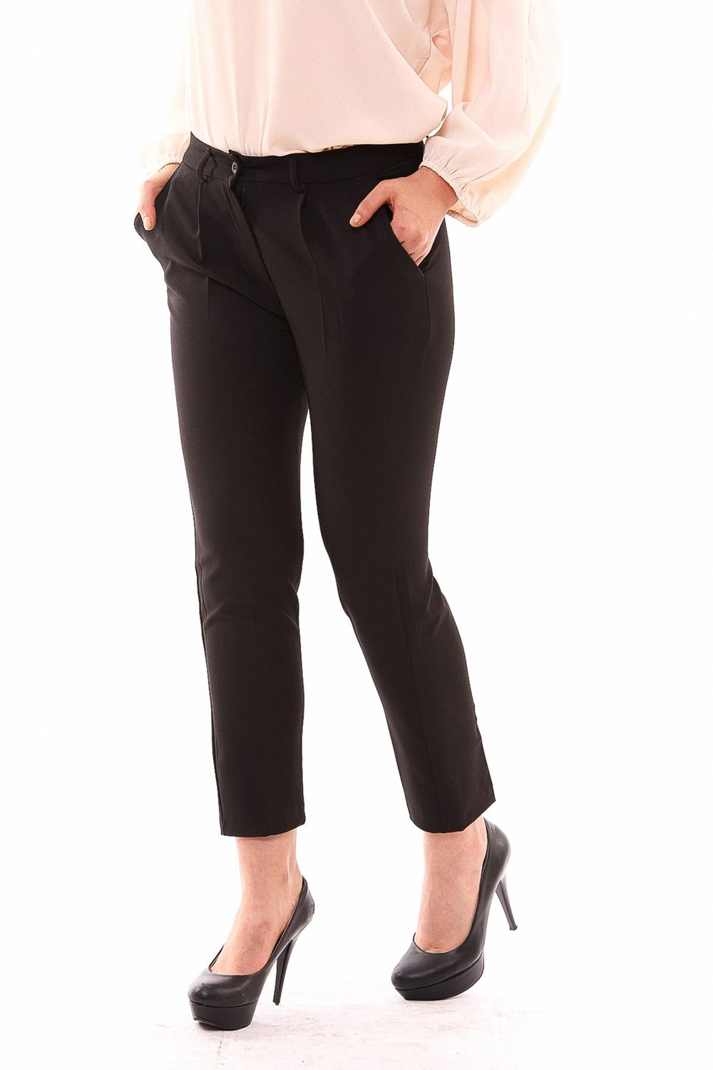 SNS Sense Black Single Pleated Pants - Rubí