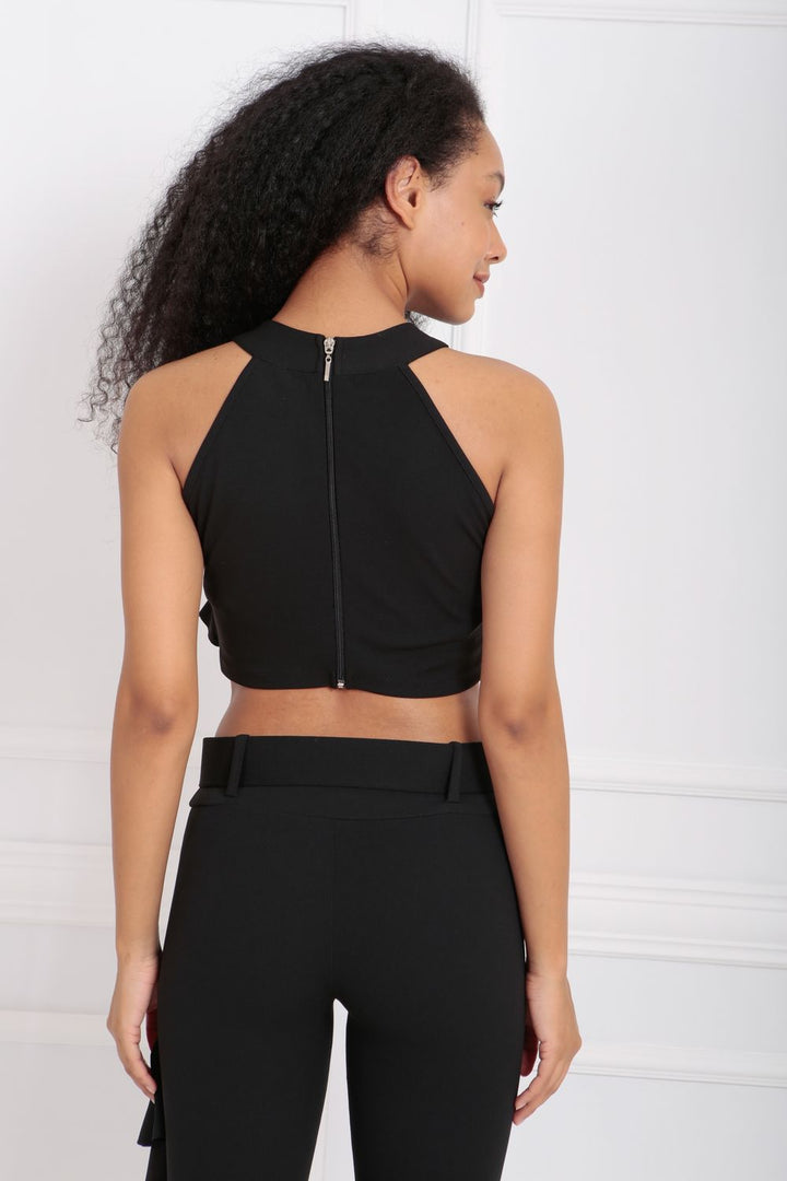 SNS Sense Black Tulle Detailed Scuba Crepe Bustier - San Mateo Atenco