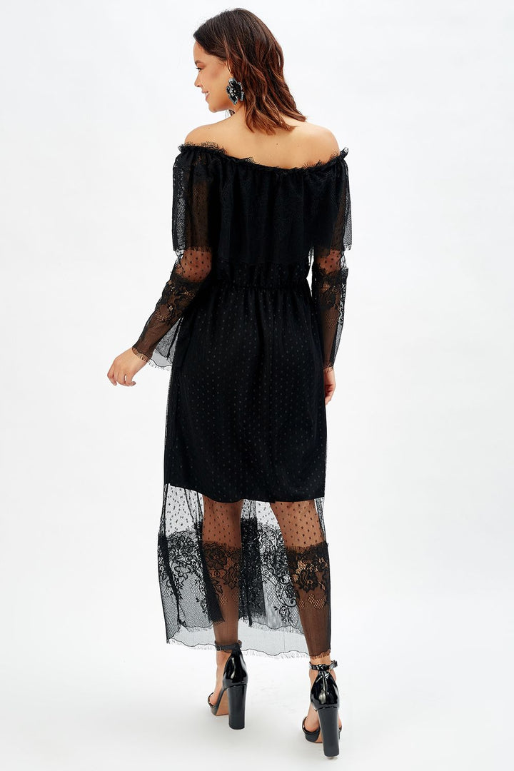SNS Sense Black Collar Cuff Lace Evening Dress - Toronto