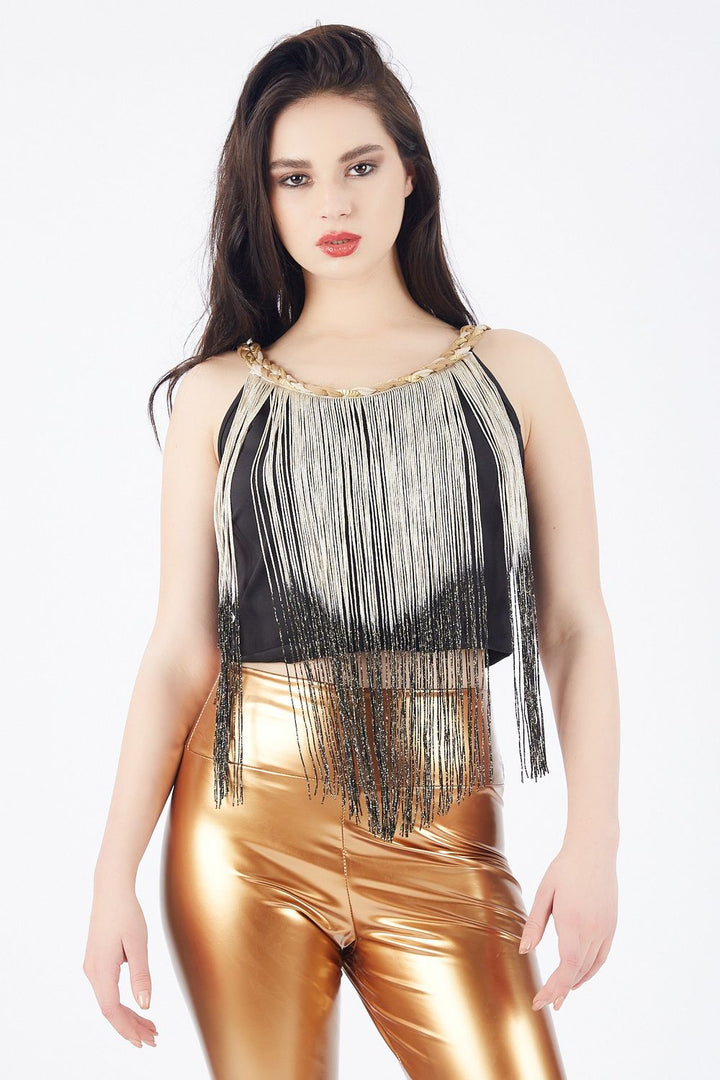 SNS Sense Black Collar Hair Braided Blouse_Blz32274 - Santa Cruz