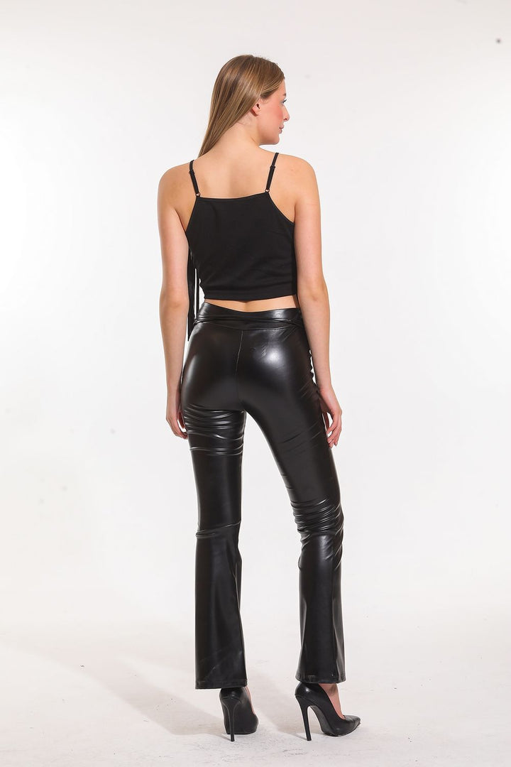 SNS Sense Black Velvet Spanish Flare Leather Pants PNT33341 - Ballarat