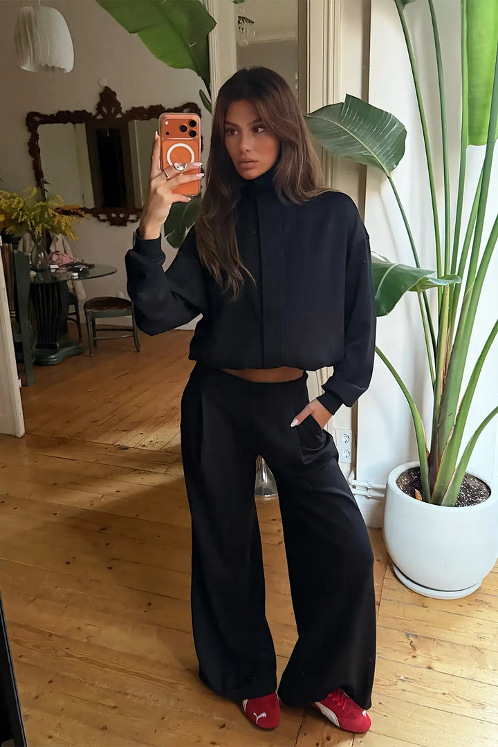 EYY Women Set with Black Pocket-Detail Trousers - Everett