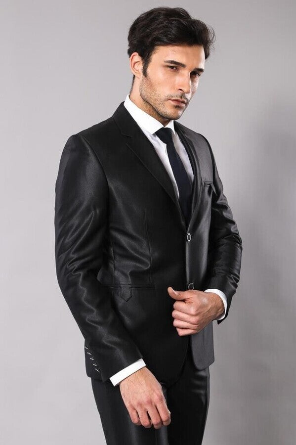 WSS Shiny Black Men's Suit  - Braintree