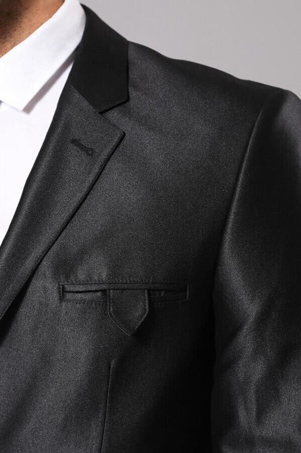 WSS Shiny Black Men's Suit  - Braintree