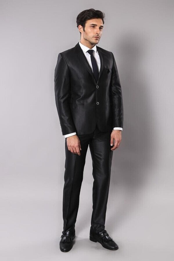 WSS Shiny Black Men's Suit  - Braintree