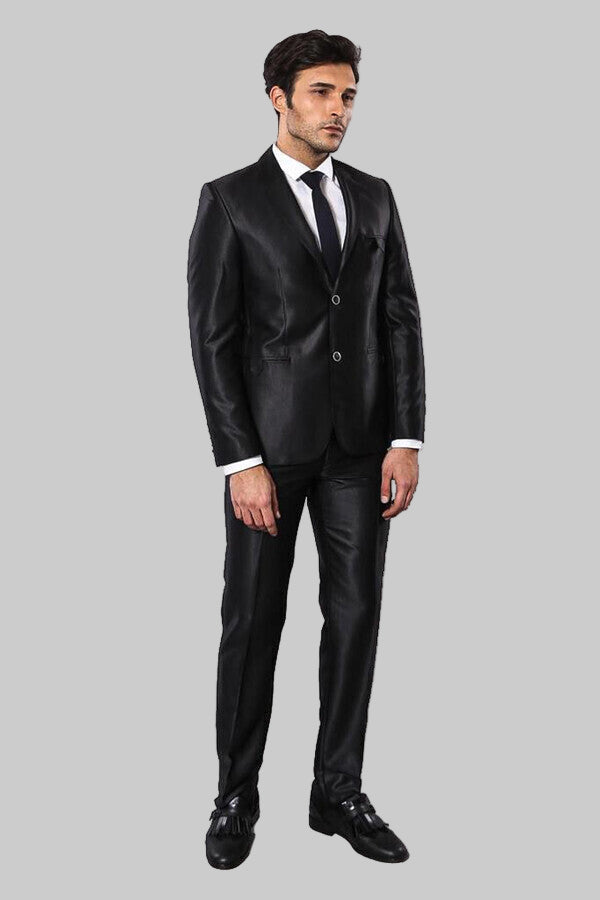 WSS Shiny Black Men's Suit  - Braintree