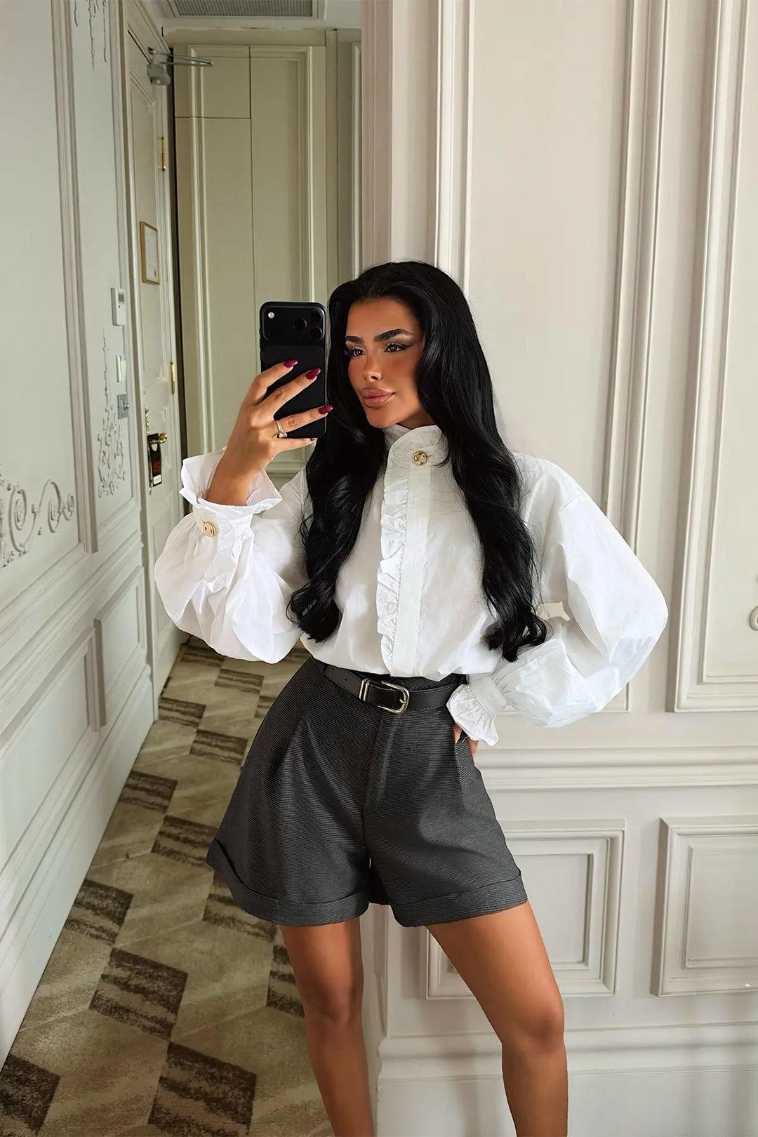 EYY Women Short Skirt with Black Belt Detail - Perote