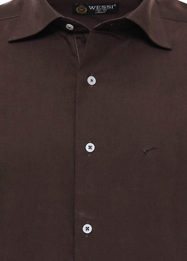 WSS Short Sleeve Cotton Brown Men Shirt  - Peachtree City
