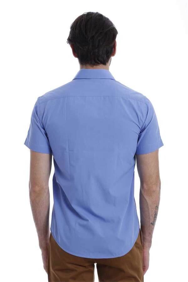 WSS Short Sleeve Poly Cotton Slim Fit Blue Men Shirt  - Gavá