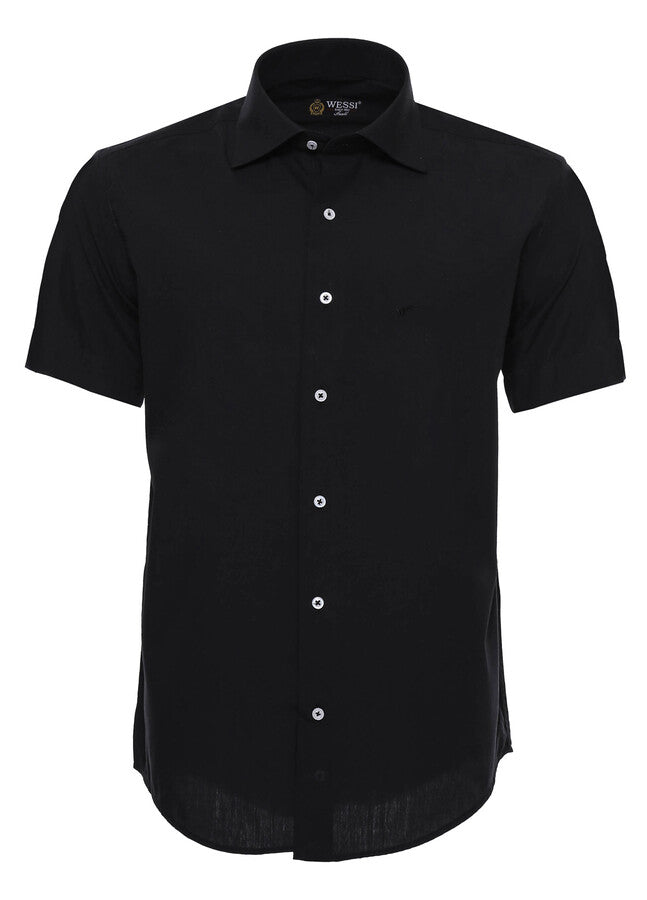 WSS Short Sleeves Cotton Black Men Shirt  - Collado-Villalba