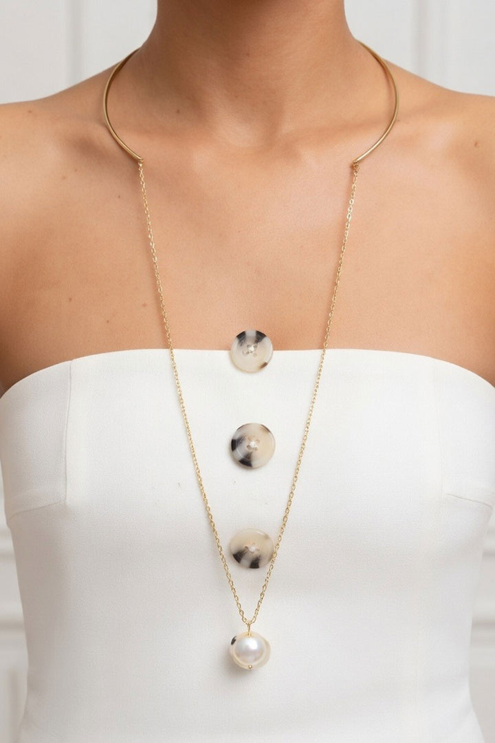 Silver Çok Kullanımlı İncili Zincir Tasma Choker Kolye - Waiblingen