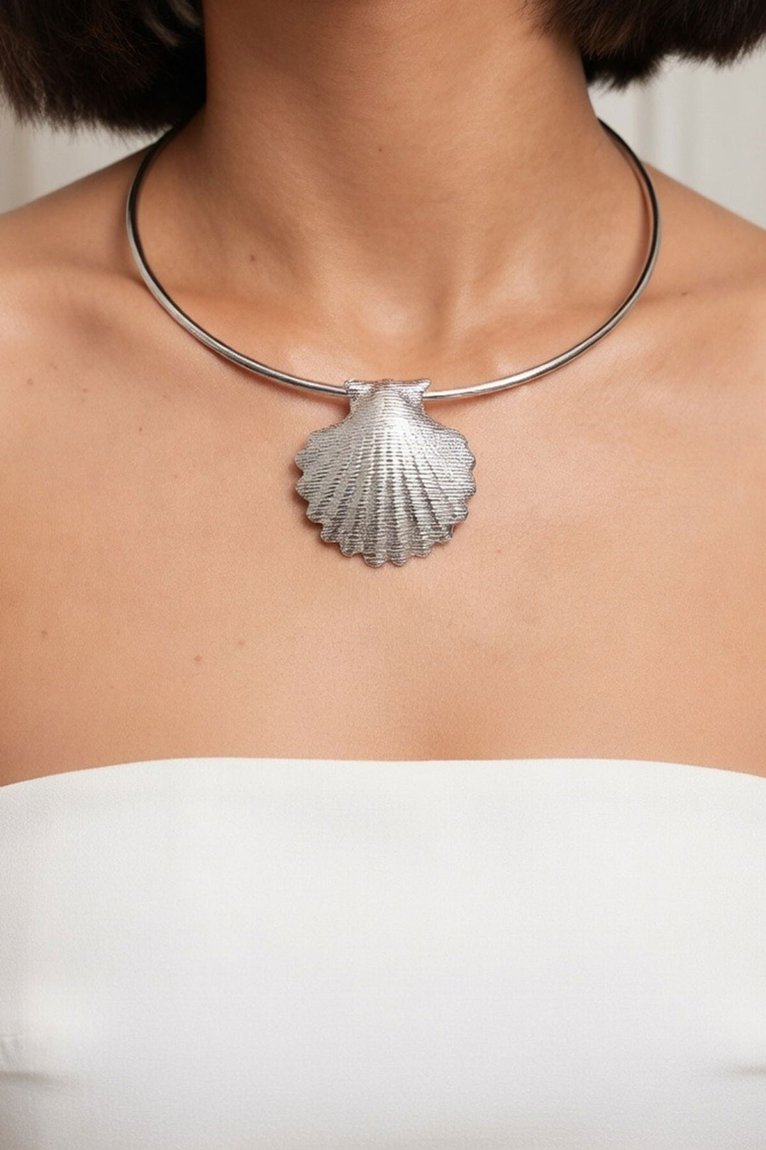 Silver Deniz Kabuğu Choker Kolye - Hilden